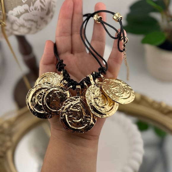 Zara Bold Gold Statement Coin Necklace - Picture 4 of 6